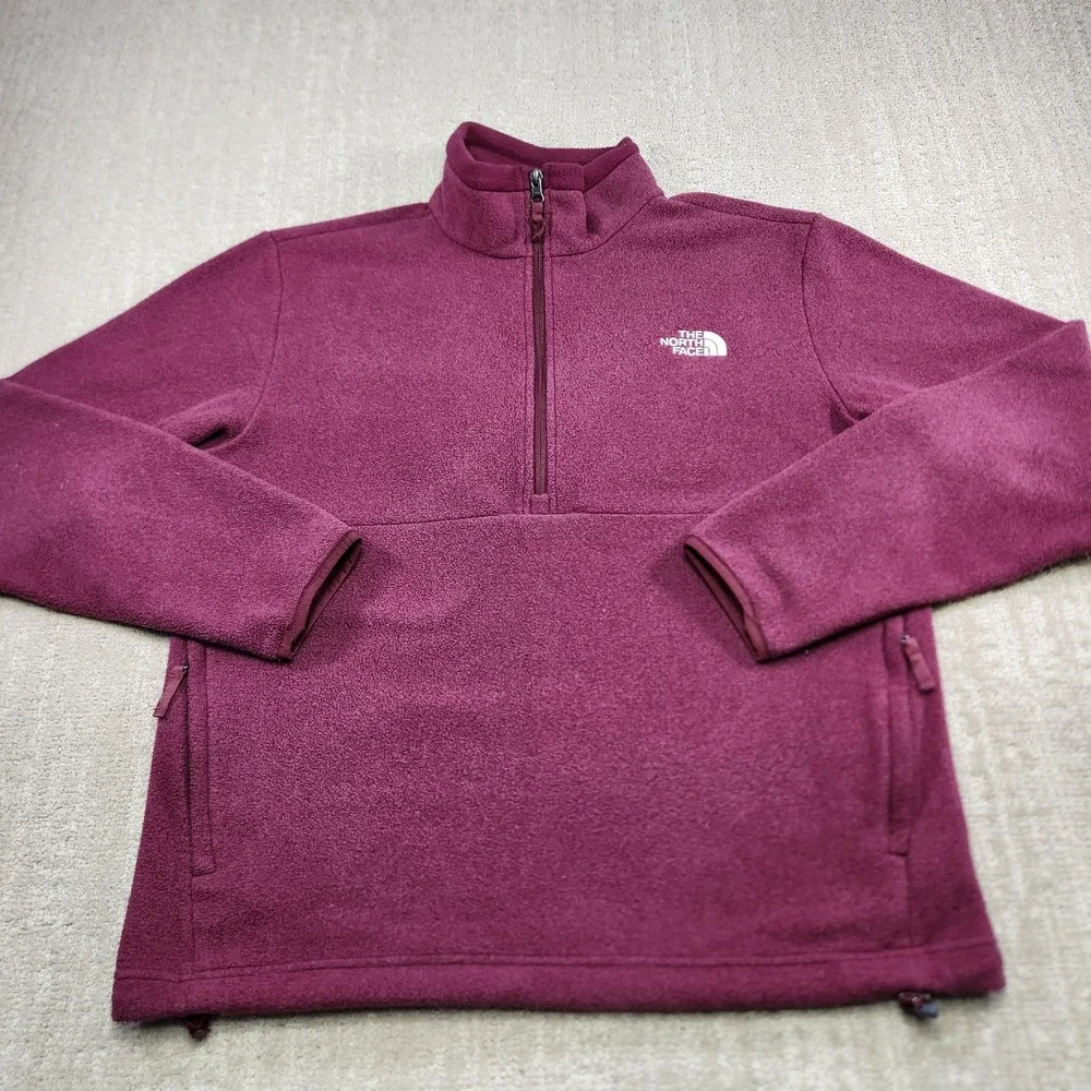 North Face Sweatshirt Men Medium Glacier Heavy Fleece 1/4 Zip Pullover‎ Red
